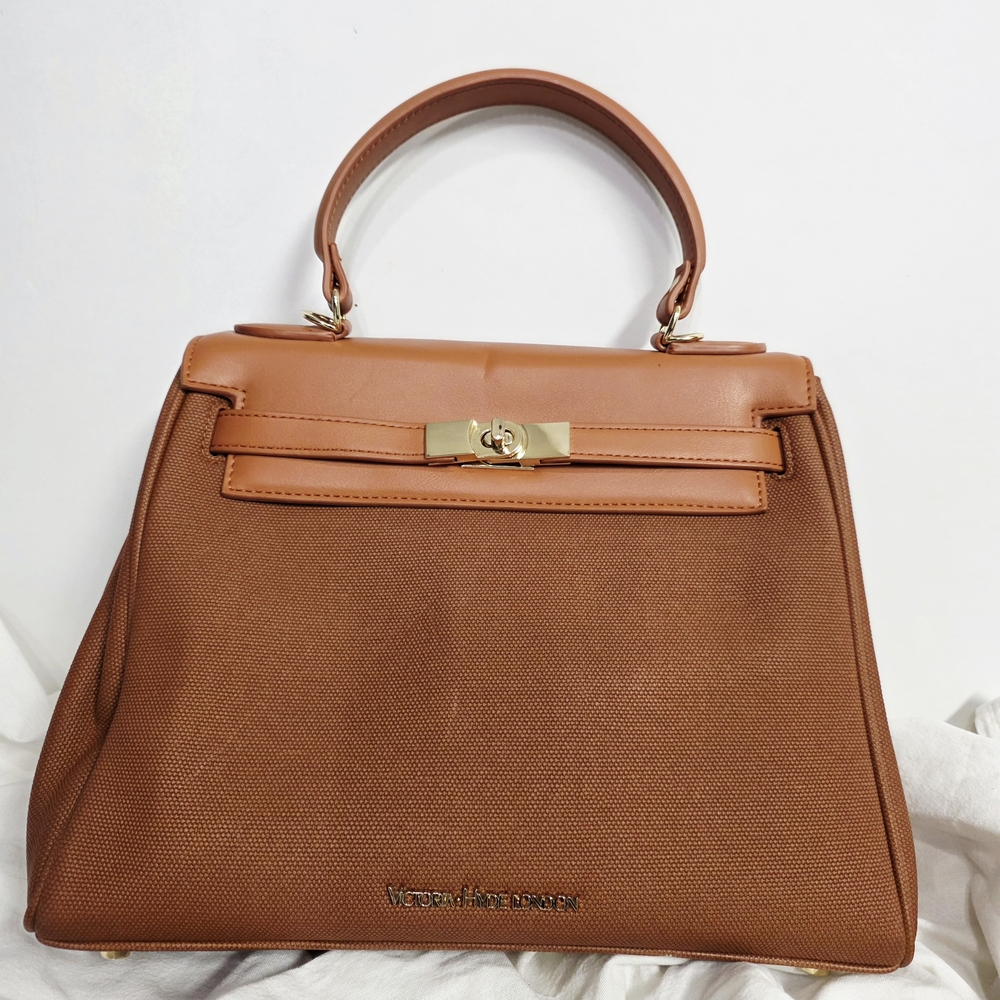Victoria Hyde London Classy Faux Leather Tan Satchel Handbag